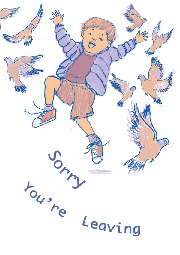 fun - leaving - spreading your wings - boy - birds - pigeons created by Amy Hunter