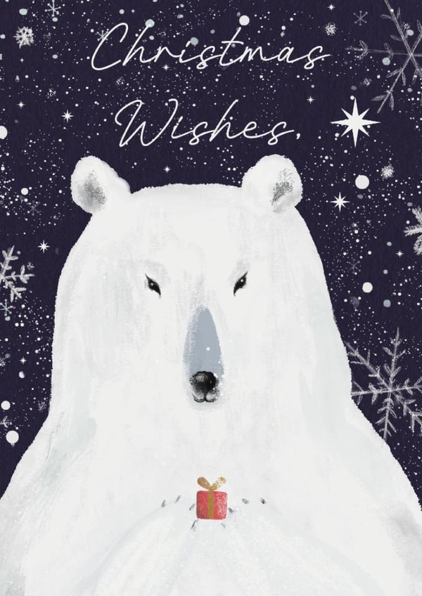 Cute polar bear classic Christmas wishes card - winter wonderland - for family created by Victoria Lucy Williams
