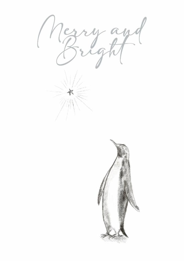 Christmas card classic drawing - penguin illustration - for friend or family created by Victoria Lucy Williams
