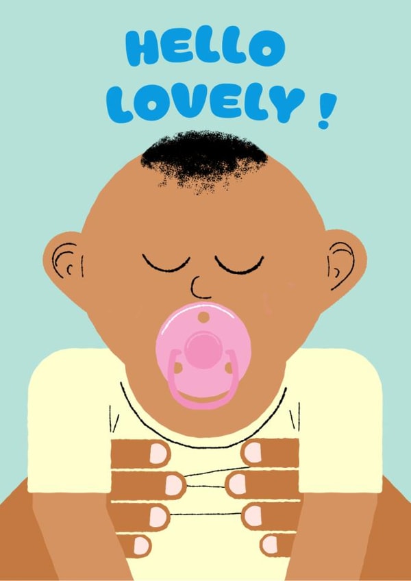 Cute New Baby Card - Hello Lovely created by @simonwelchillustration
