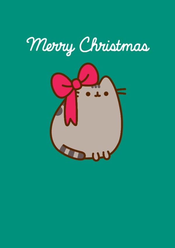 Cute Christmas Card - Pusheen - Red Bow created by Hype Cards