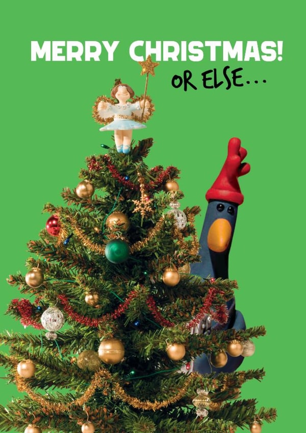Funny Christmas Card - Wallace & Gromit - Feathers McGraw created by Hype Cards