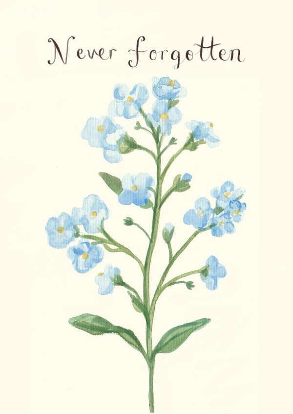 Pretty Sympathy Card - Never Forgotten - Forget-Me-Nots created by Love Lucy Illustration